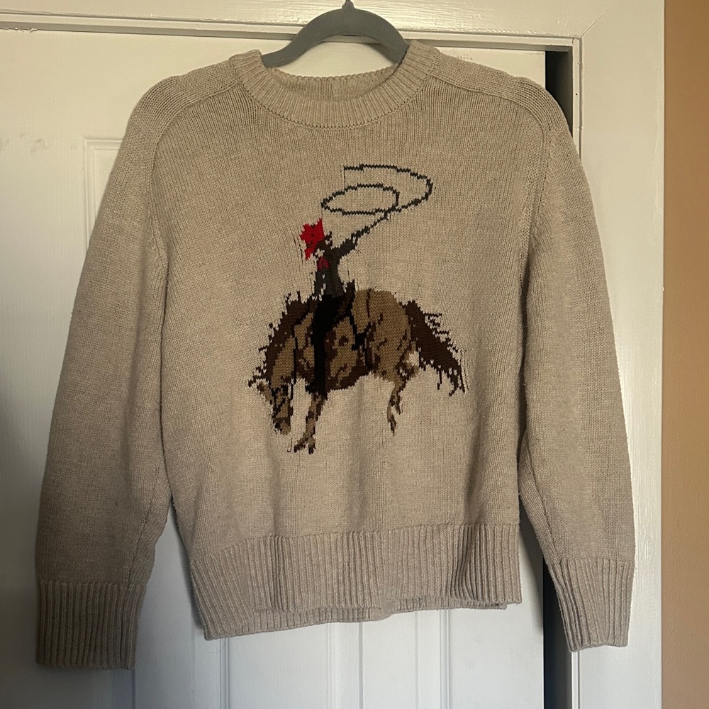 Abercrombie & Fitch Beige Sweater with Cowboy Design